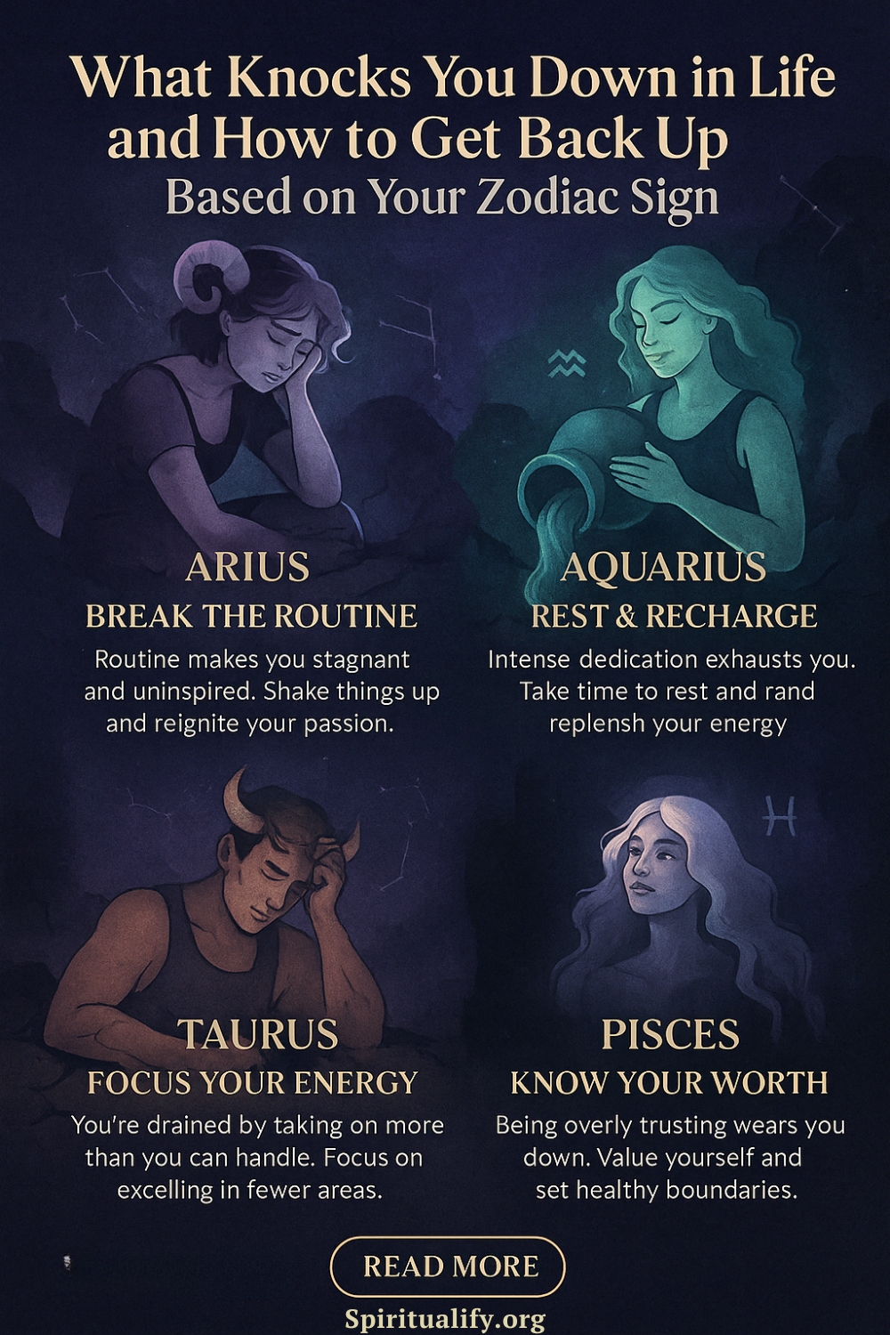 What Knocks You Down in Life and How to Get Back Up Based on Your Zodiac Sign Infographic