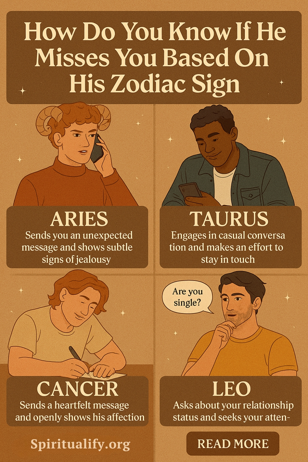 How Do You Know If He Misses You Based On His Zodiac Sign Infographic
