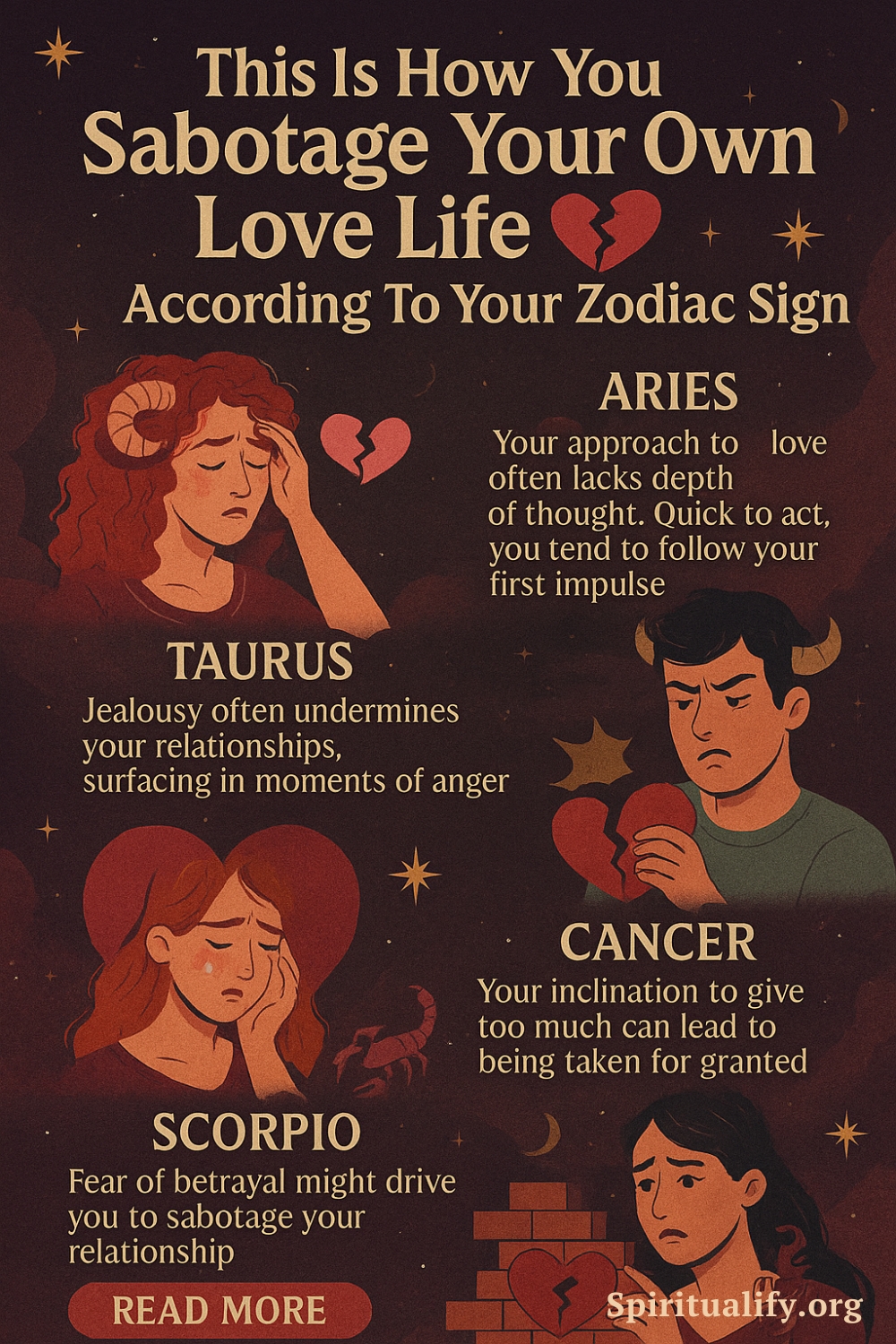 This Is How You Sabotage Your Own Love Life According To Your Zodiac Sign Infographic